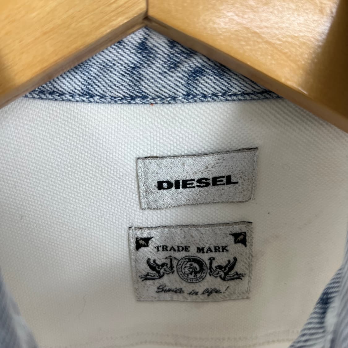 DIESEL 디젤 데님 카라 화이트 반팔 카라티 상품이미지8
