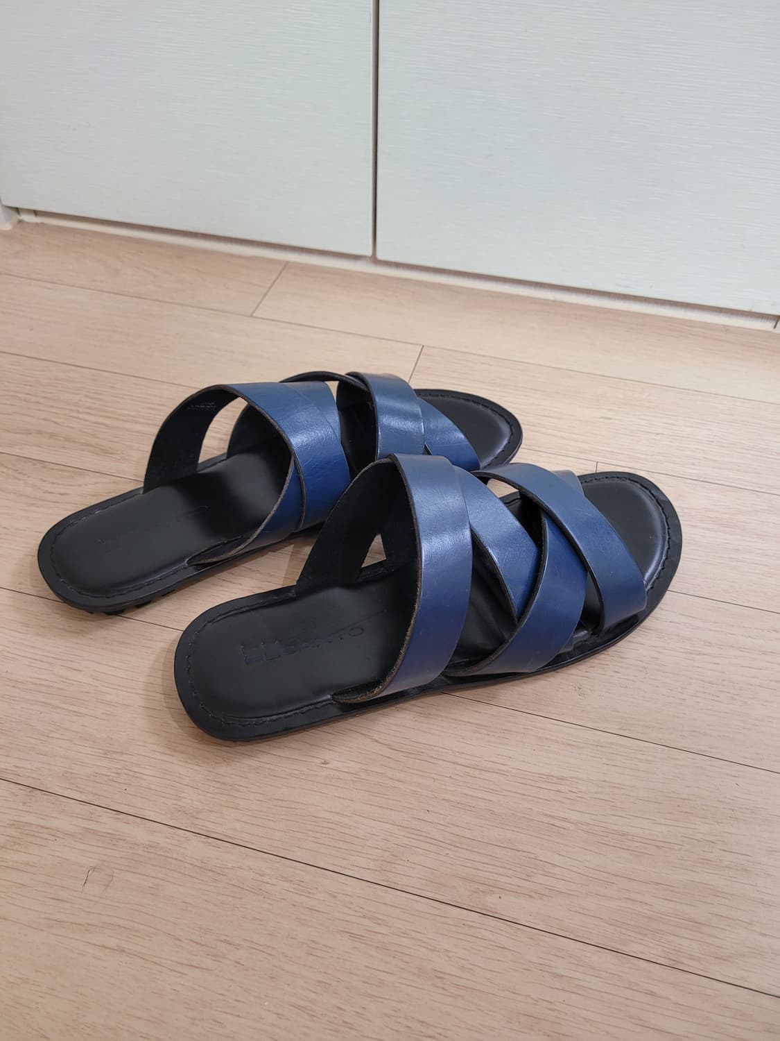 엘칸토 Elcanto 남자 가죽스트랩 슬리퍼 275 네이비 상품이미지4