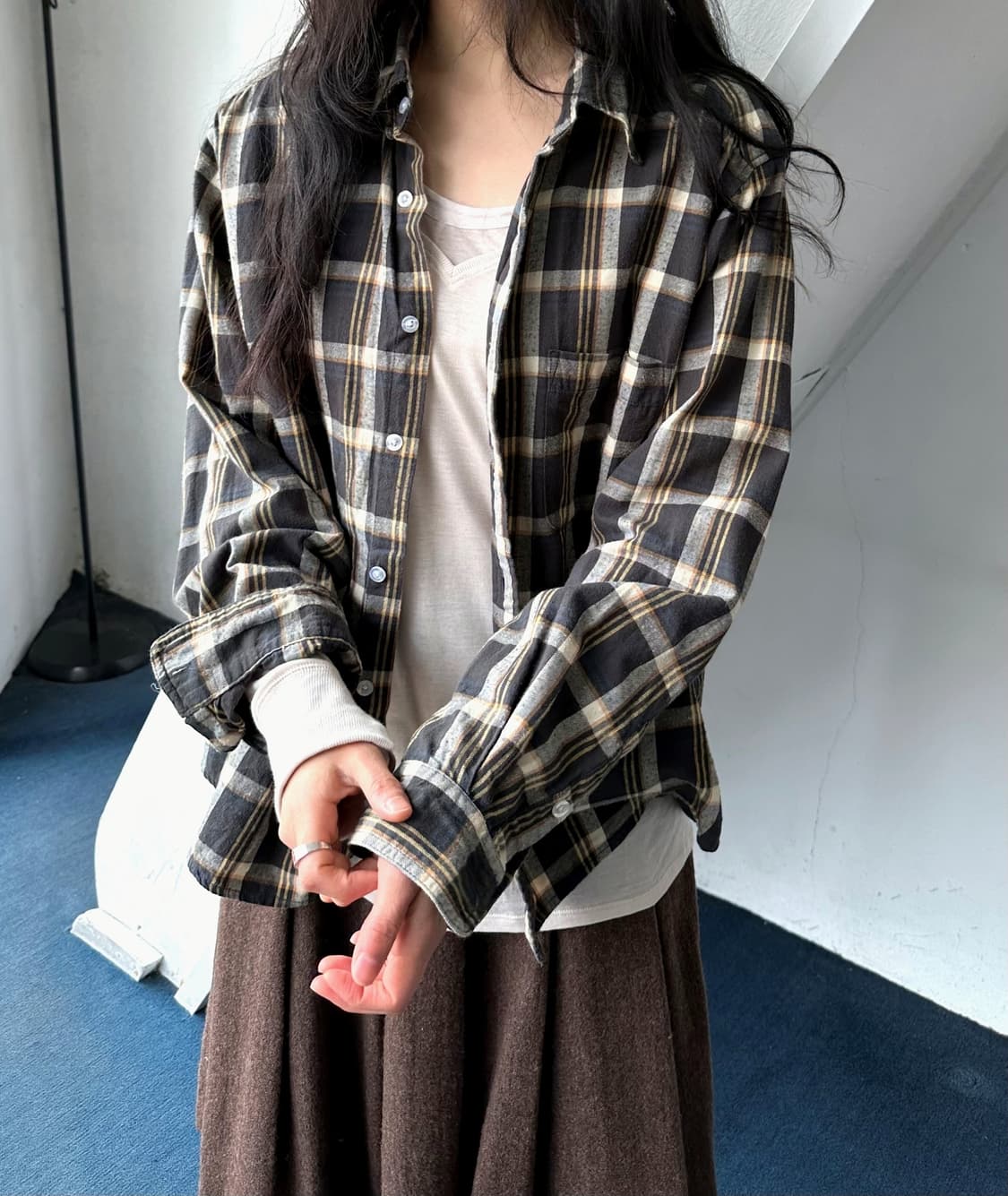 Cotton shirring design nel check blouse  상품이미지9