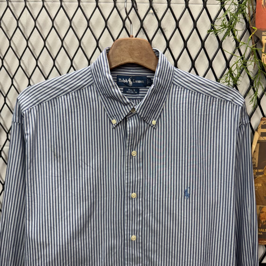 폴로 랄프로렌 스트라이프 긴팔 셔츠 스카이블루 포니 로고 포인트 블루 상품이미지3