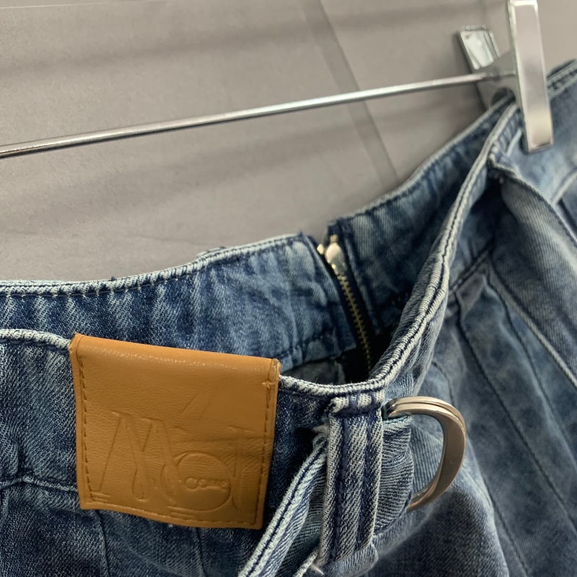 27인치 ZOOC 주크 벨티드 플리츠 플레어 데님 롱 스커트 청치마 상품이미지4