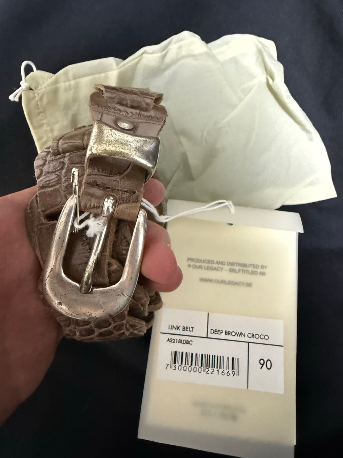 Our Legacy 실버 캡 크로커 이펙트 레더벨트 90 상품이미지2