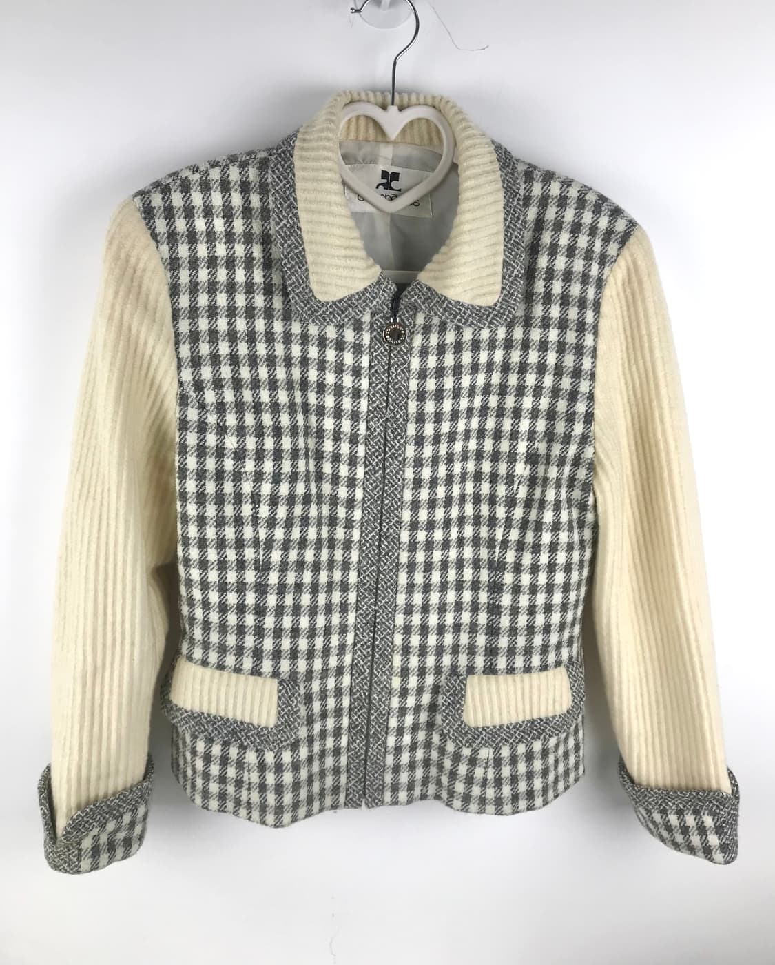 꾸레쥬 체크 투피스 세트 하운드 울 셋업 빈티지자켓 팬츠 트위드 셋업 상품이미지3