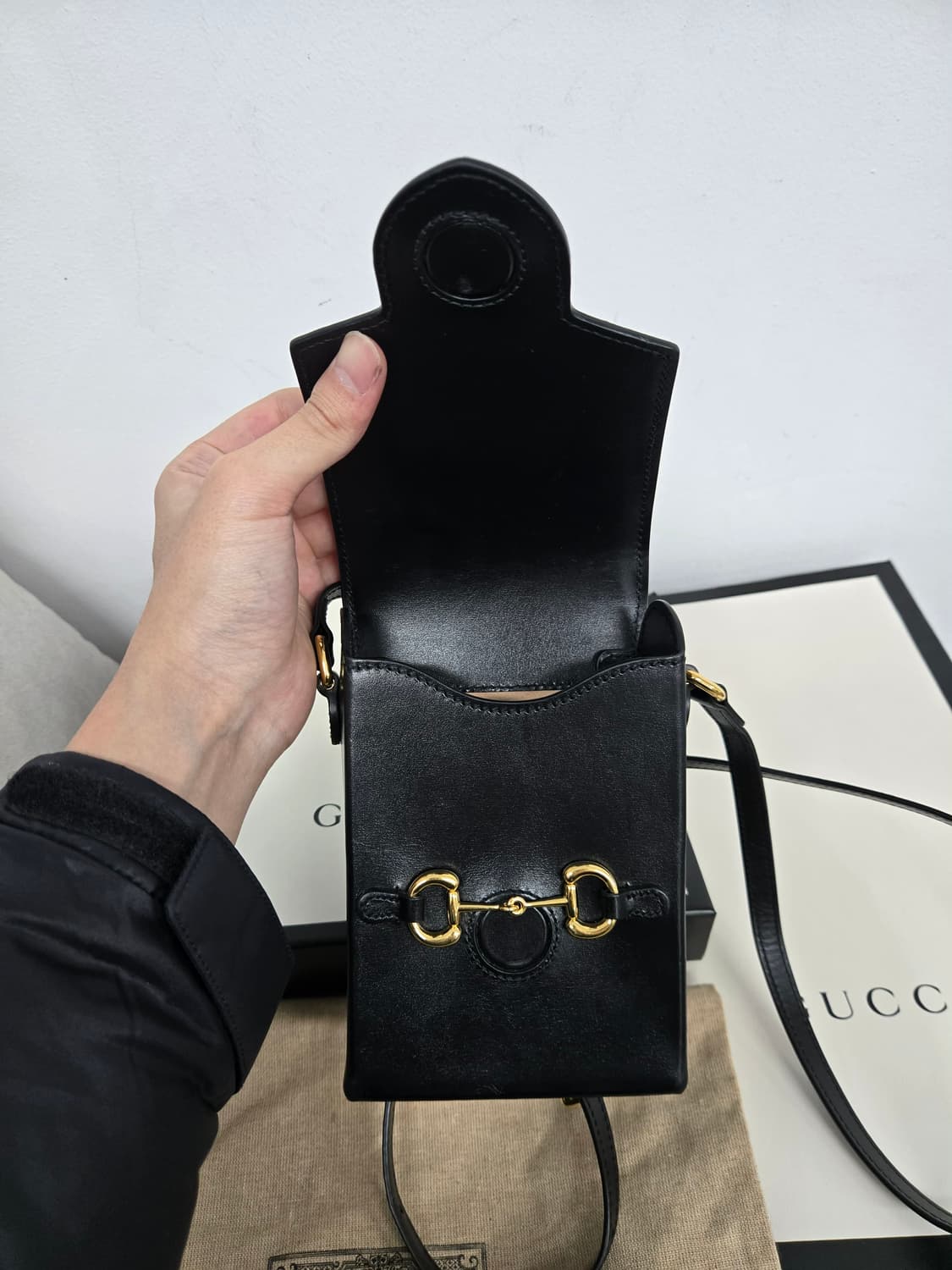 [보증서 정품]구찌 홀스빗 블랙 폰 홀더백 상품이미지5