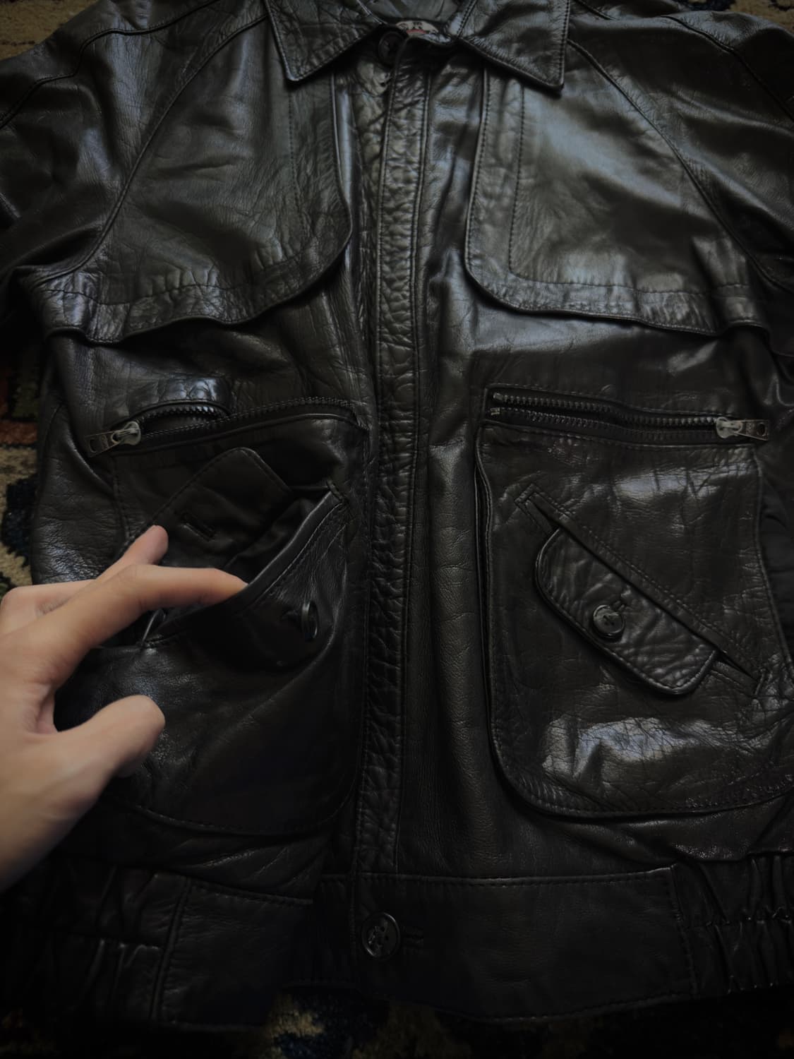 Coverage 7pocket Black Leather Jacket 상품이미지5