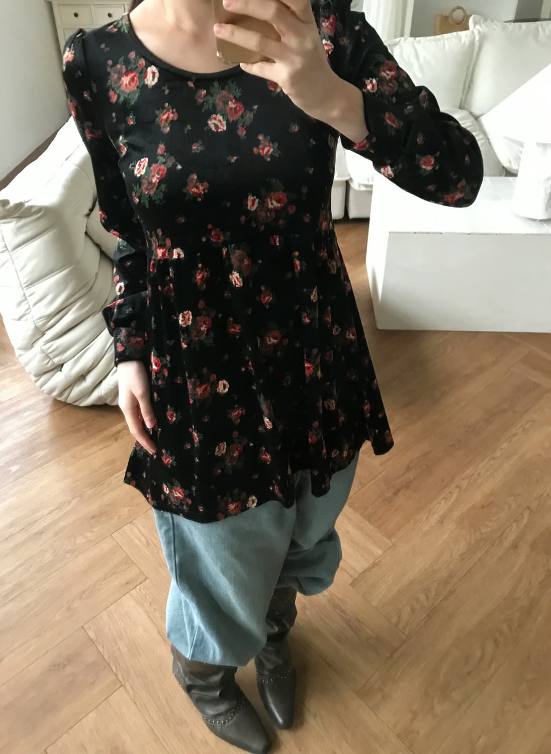 vintage velvet pattern top 상품이미지4