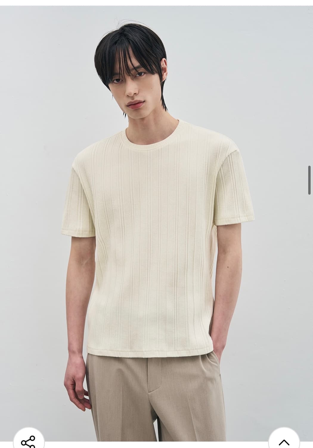 (XL)드로우핏 만재 콜라보 리브드 라운드 하프 티셔츠 IVORY 반팔 상품이미지8