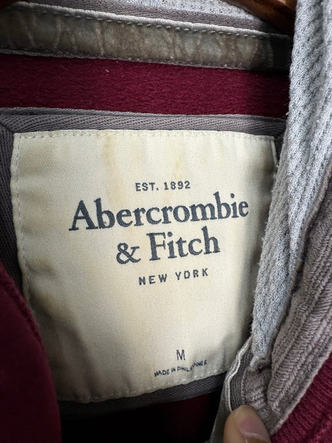 아베크롬비 y2k 버건디 슬림핏 후드집업 A3704 상품이미지5