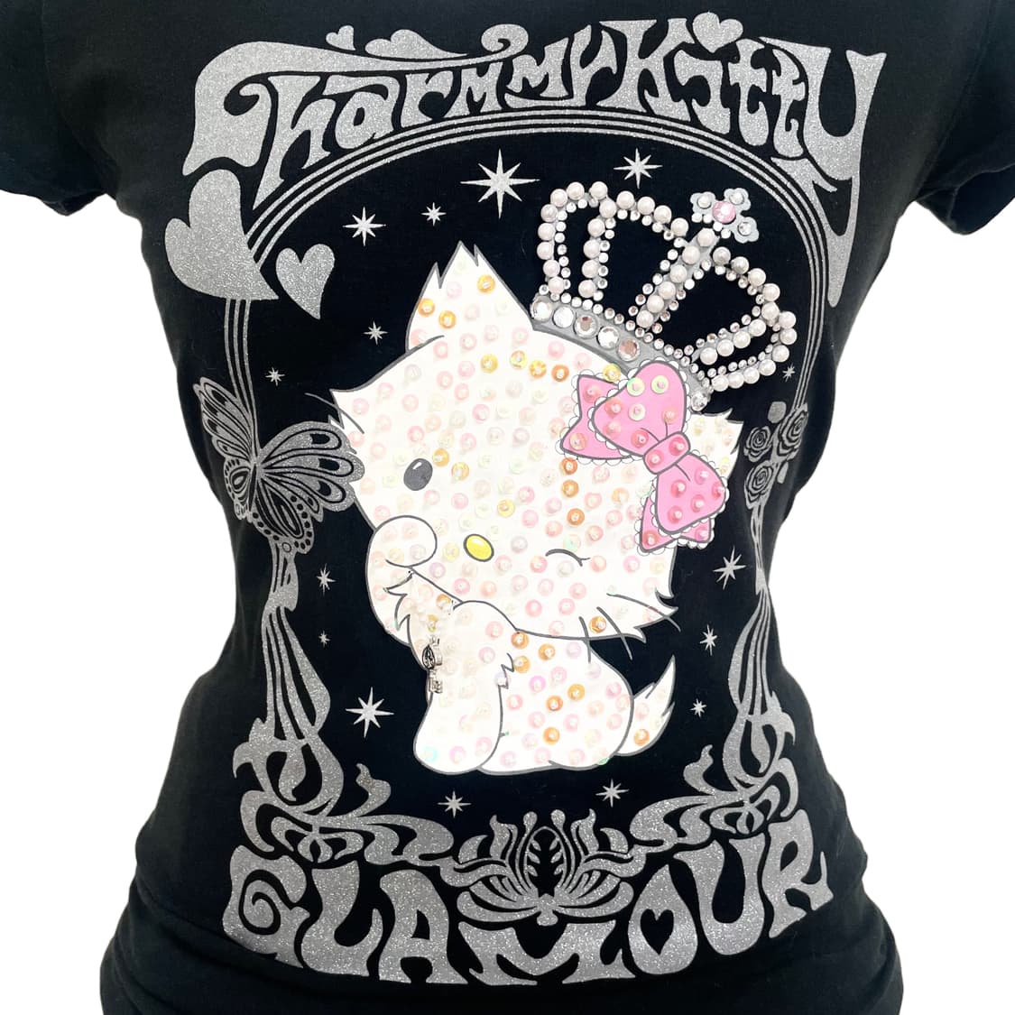 charmmy kitty 챠미키티 스팽글 딱붙탑 고전키티 키티반팔키티탑 상품이미지3