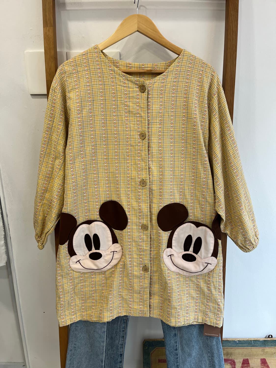 미키마우스 옐로우 체크무늬 셔츠 상품이미지1