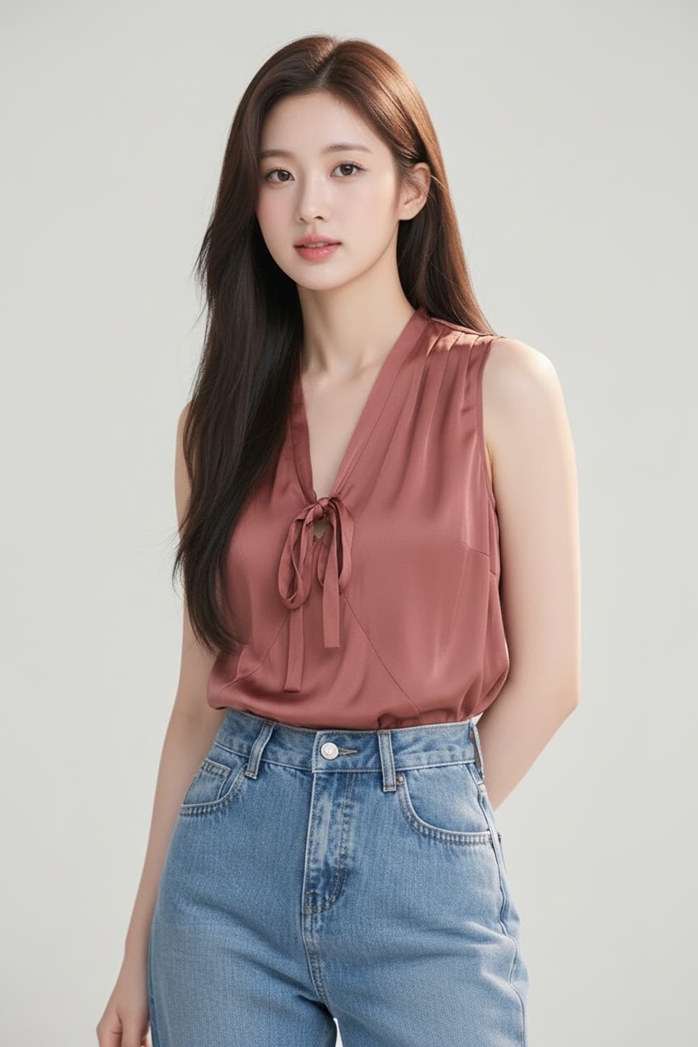 MaxMara 리본 브이넥 새틴 블라우스 S 상품이미지1