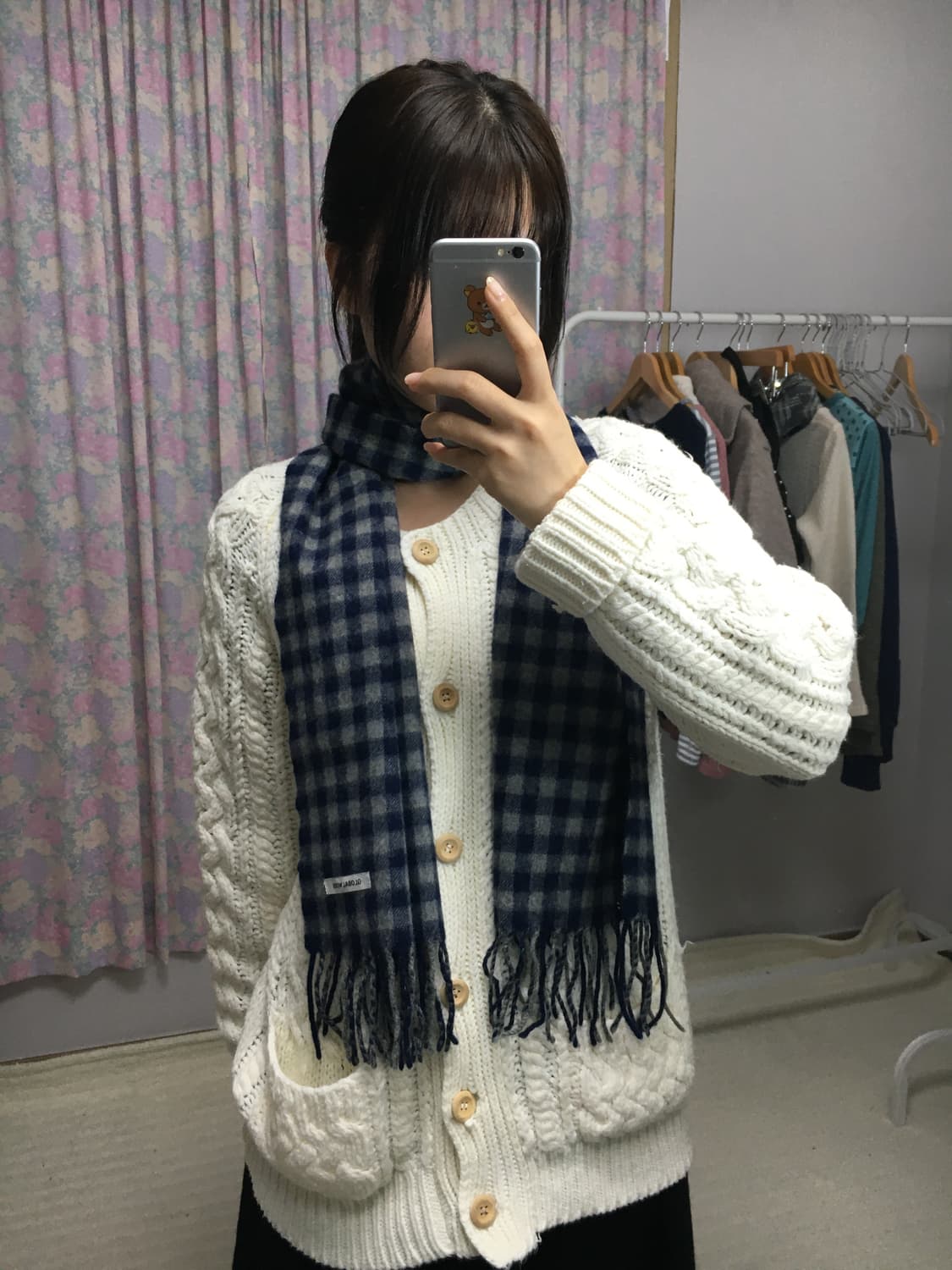 네이비 체크 머플러 상품이미지8