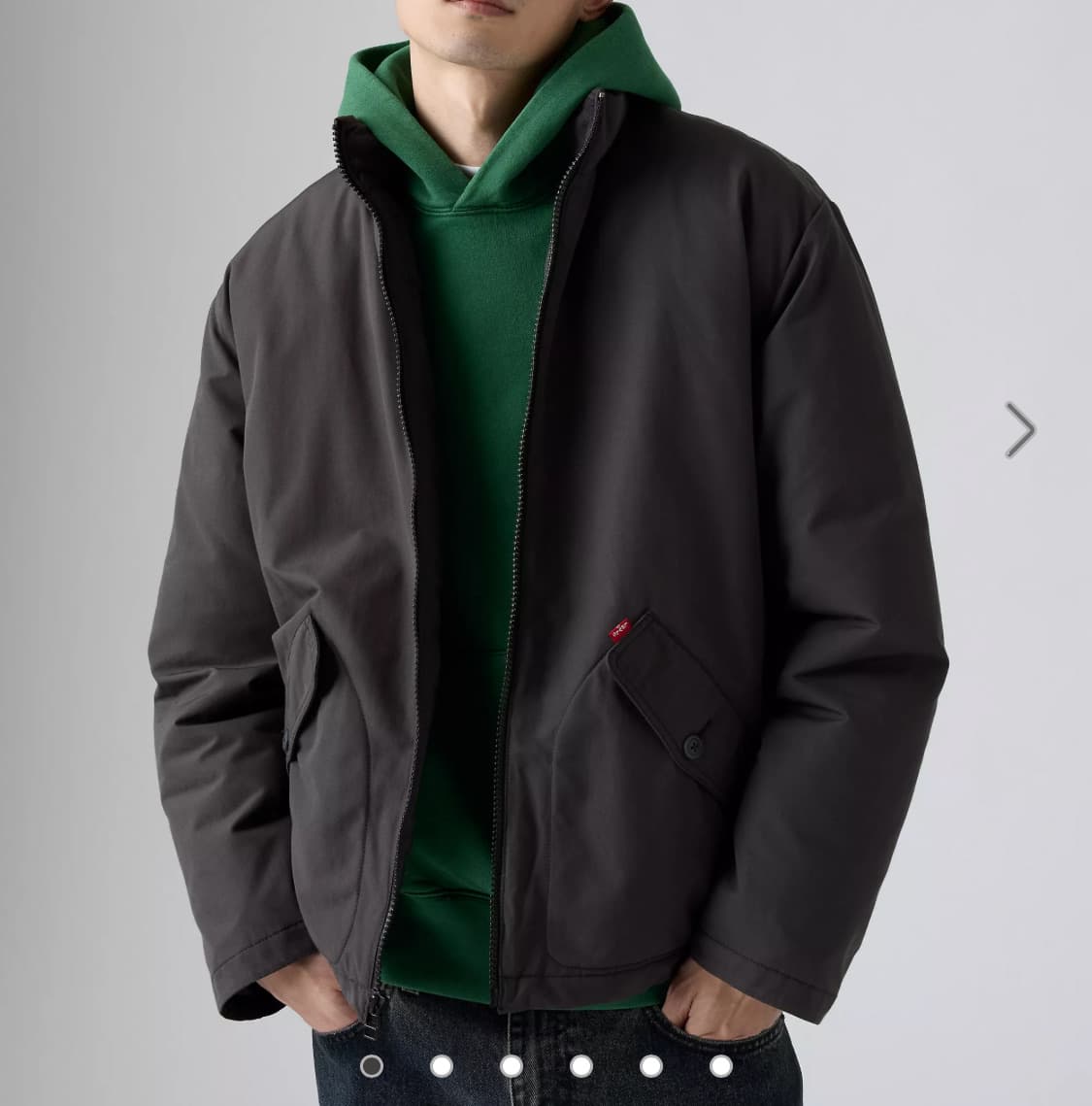 [S] 리바이스 브릭스 브리그 숏 푸퍼 봄버 패딩 점퍼 블랙 상품이미지1