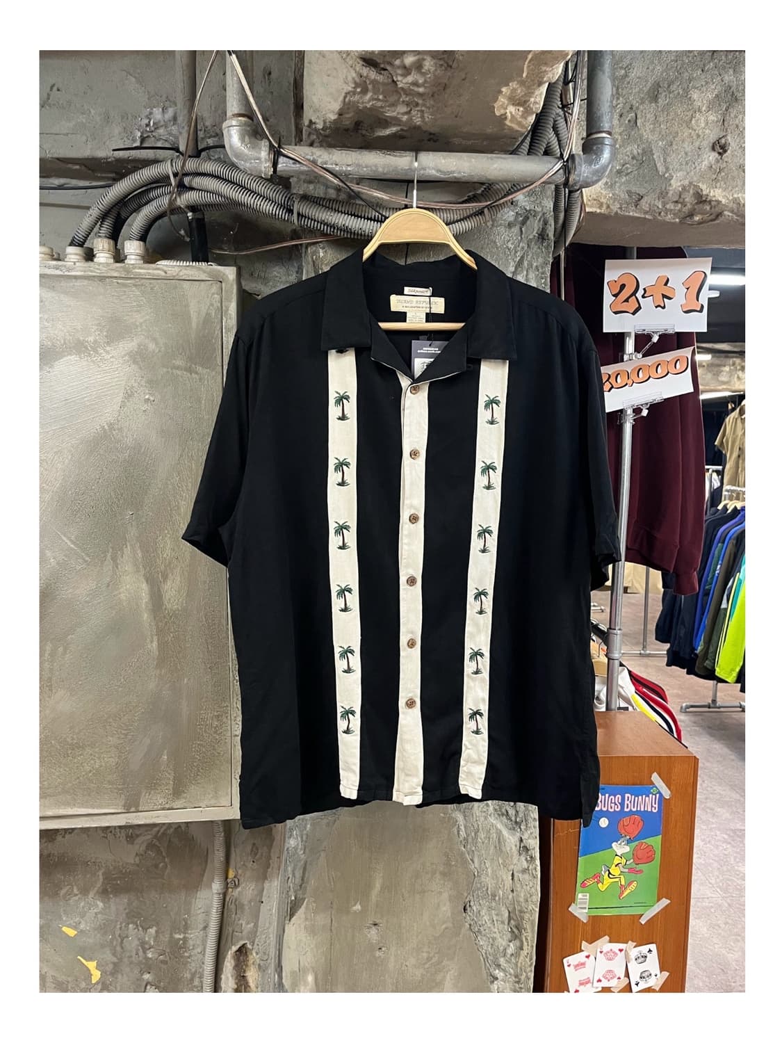 빈티지 야자수 반팔 셔츠 블랙 L #csz3499 상품이미지1