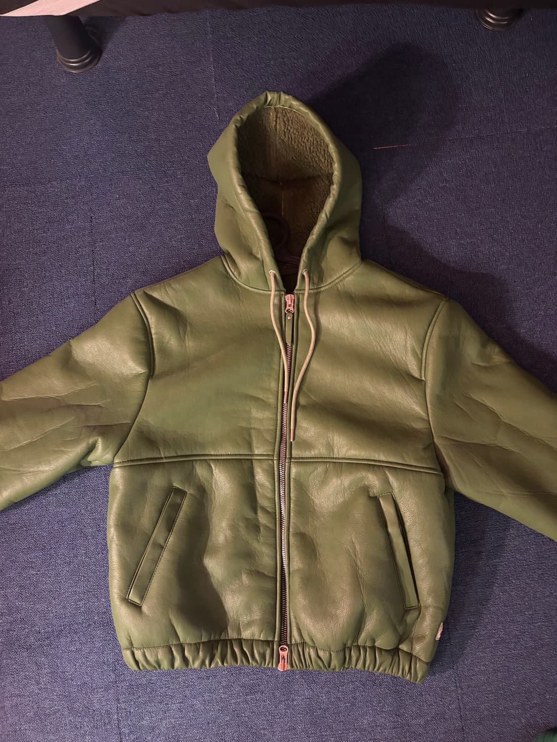 스투시 레더 후드집업 자켓 M 상품이미지2