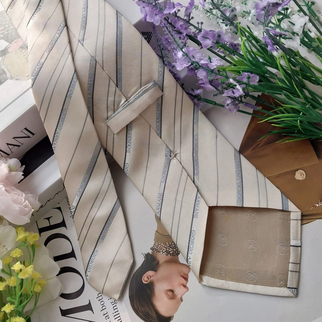 조르지오 아르마니 실크 아이보리 넥타이 10cm A~B등급 K1326
 상품이미지3