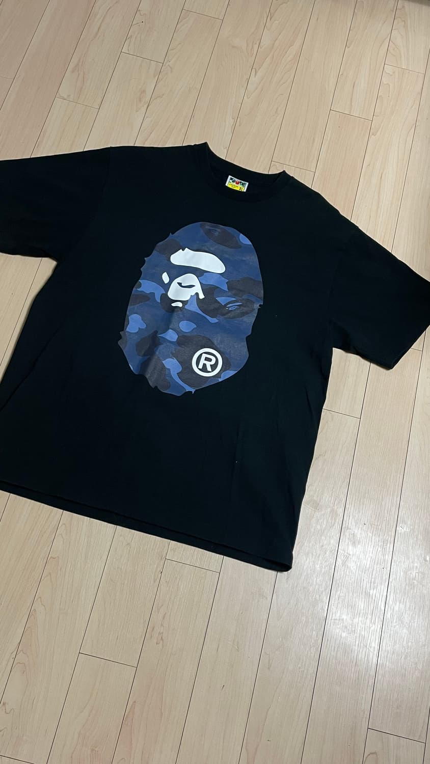 베이프 컬러 카모 빅 에이프 헤드 티셔츠 블랙 네이비 상품이미지1