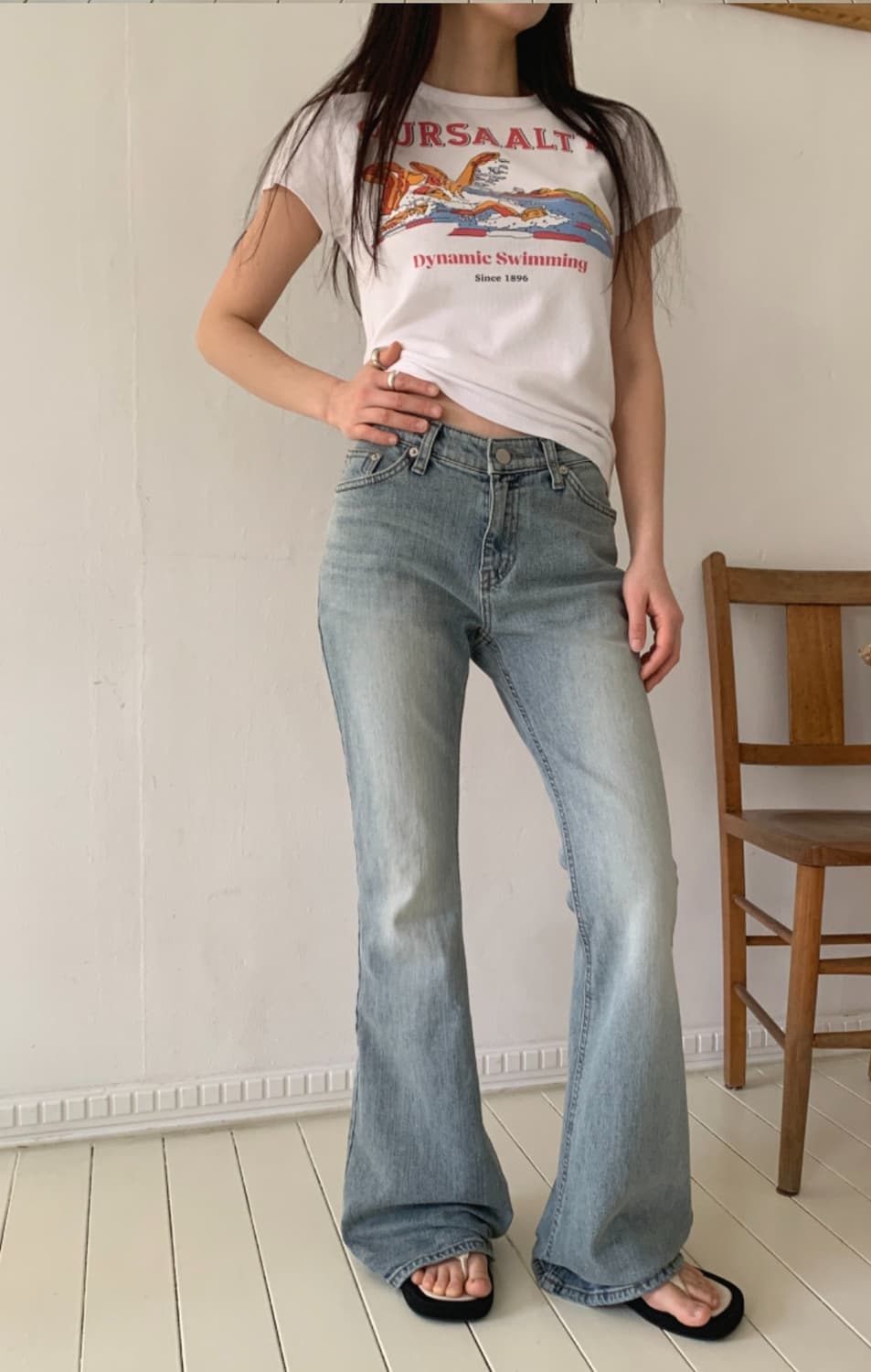 OOTJ 슬림핏 스판 부츠컷 밑단컷팅  블랙진 (L) 상품이미지7