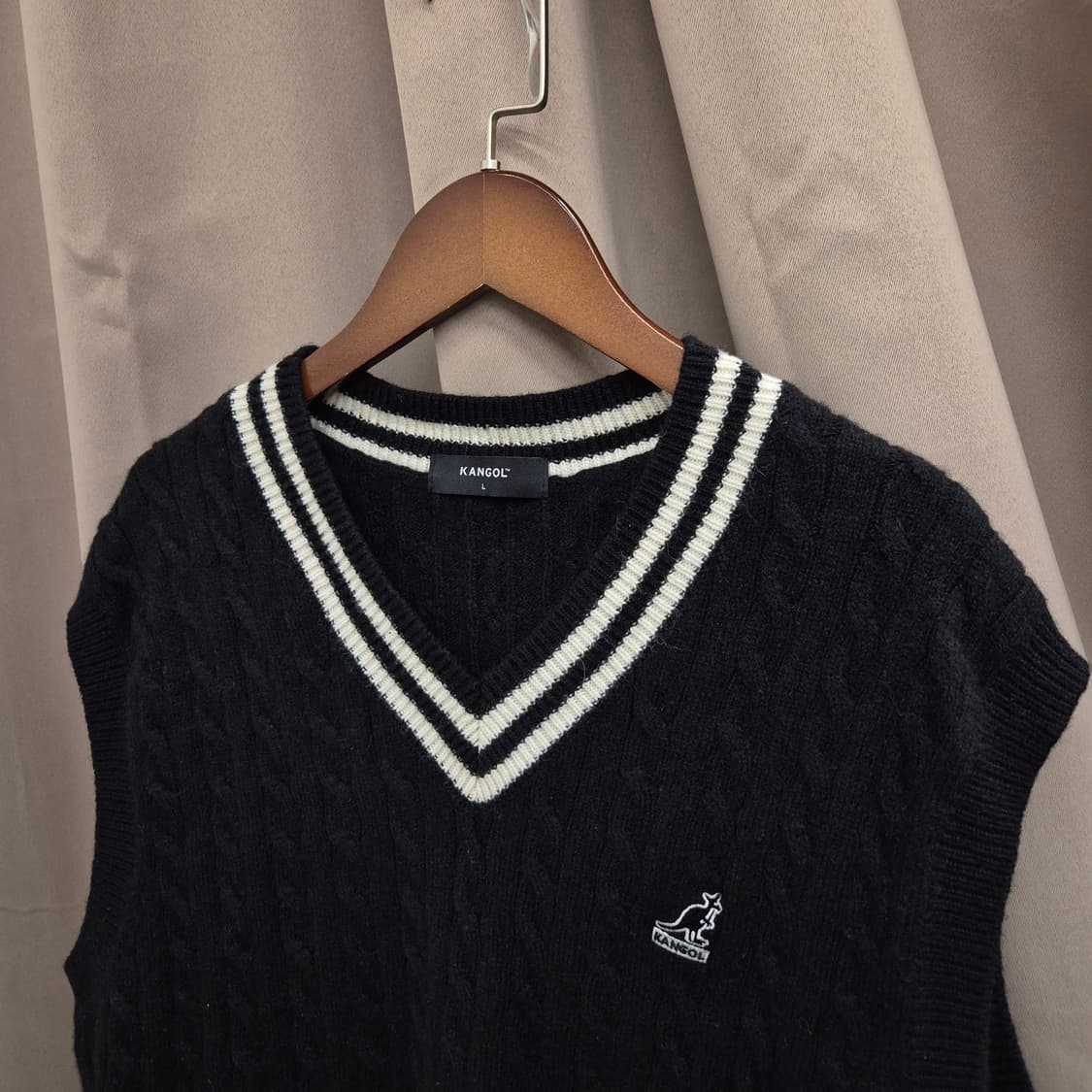 캉골 케이블 브이넥 니트 조끼 L 상품이미지2