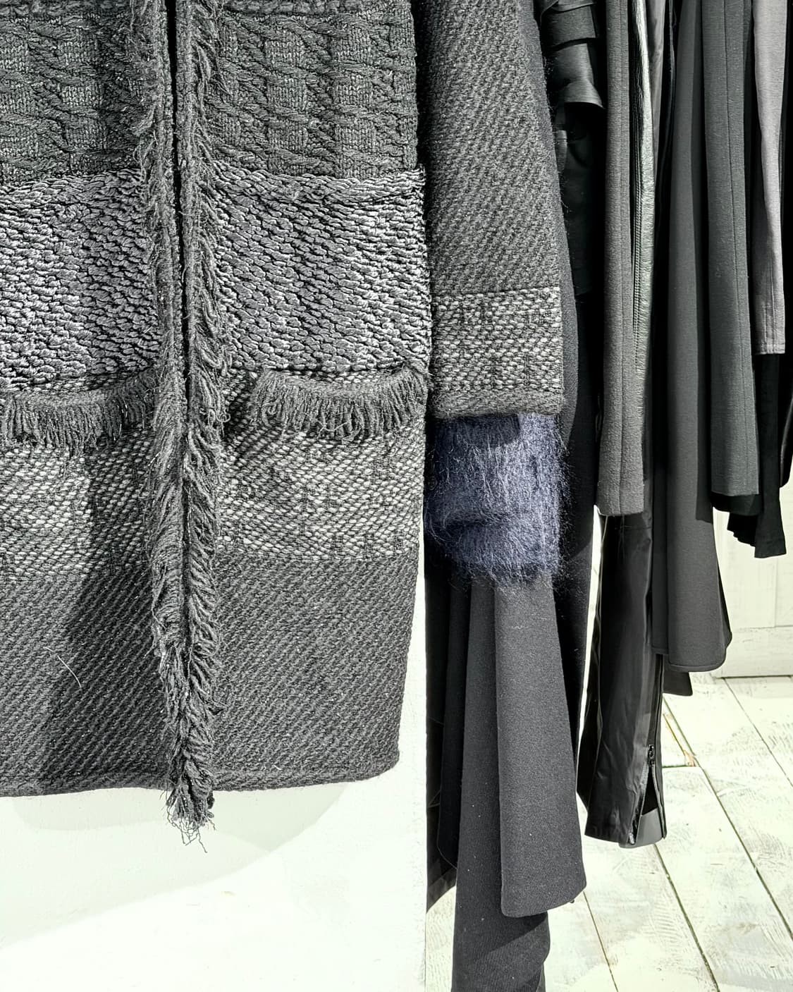 랑방 블랙 울 실크 양털카라 가디건 코트 상품이미지6