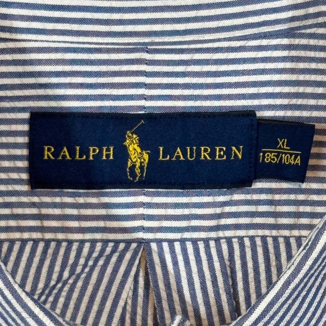 XL) 폴로 랄프로렌 클래식핏 블루 화이트 시어서커 반팔 셔츠 상품이미지6