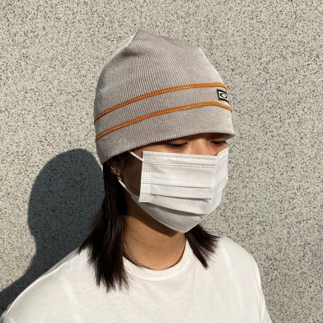 [아카이브] 90s 오클리 소프트웨어 로고 스트라이프 비니 (샌드/그레이 상품이미지3