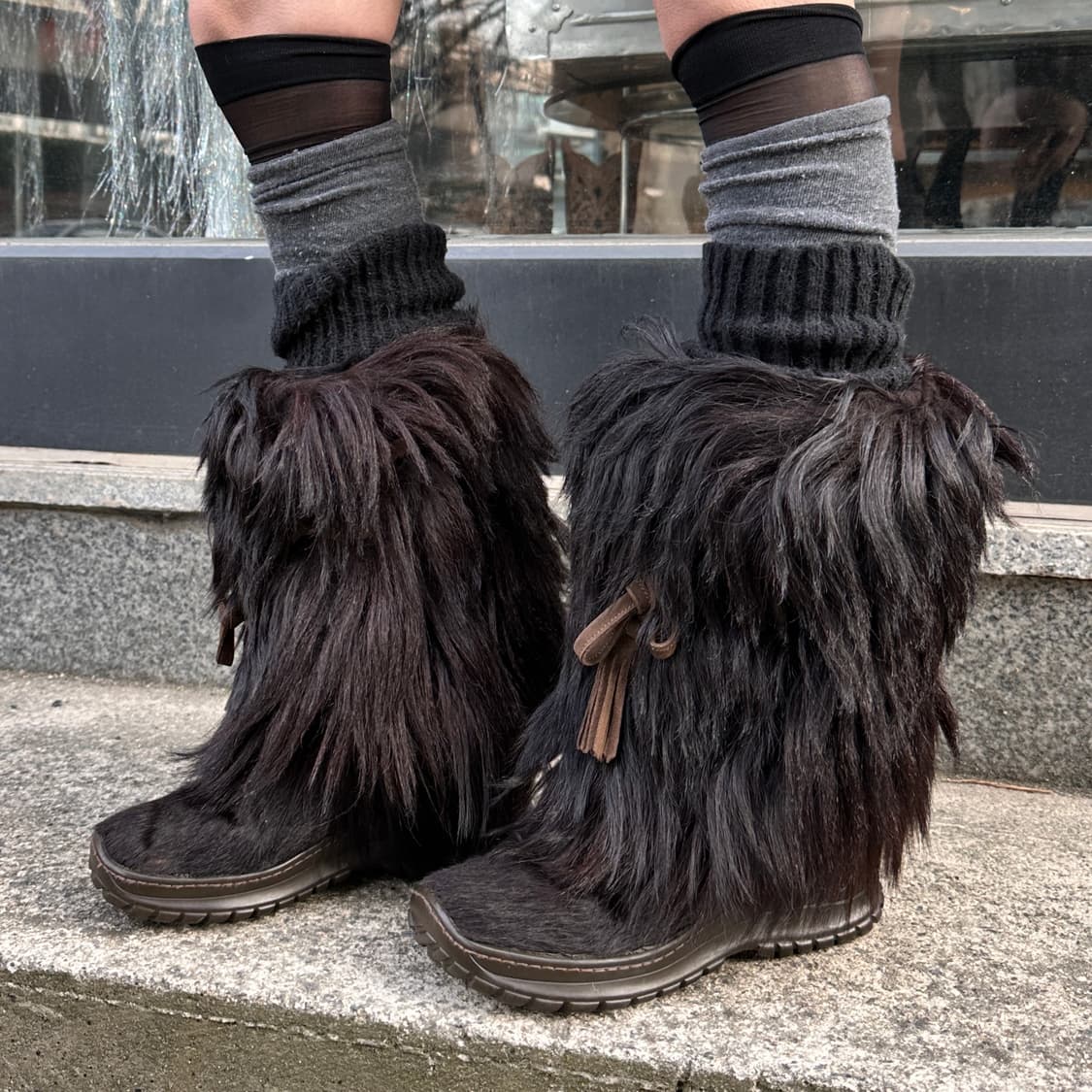 00s 레어 파잘 초코 브라운 퍼 털부츠 상품이미지7