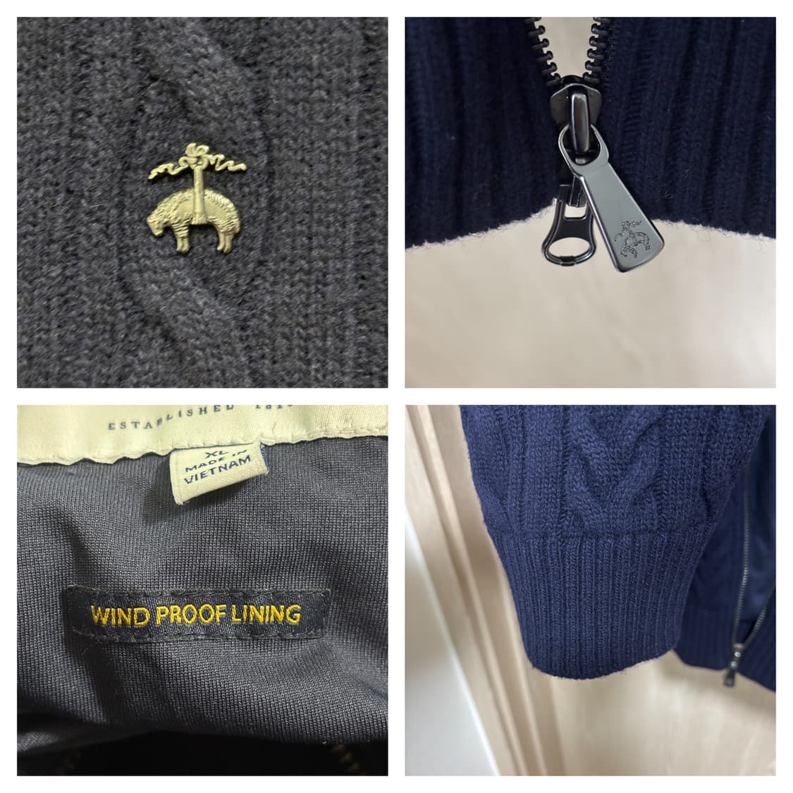 23FW)브룩스브라더스 케이블 방풍 울니트집업XL/105~110/네이비 상품이미지5
