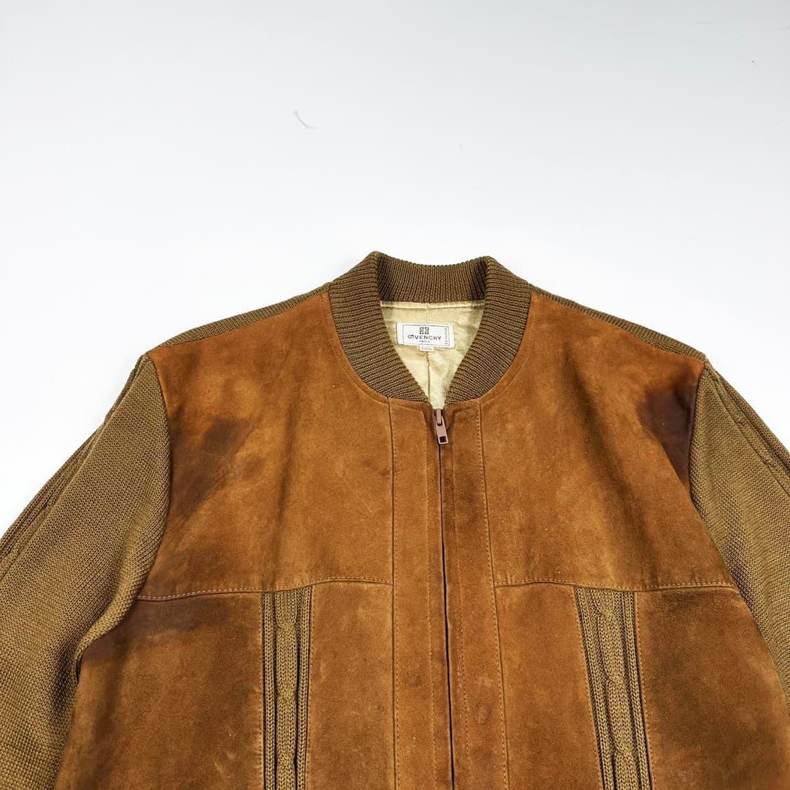 지방시 레트로 브라운 스웨이드 니트 자켓 (L) 상품이미지1