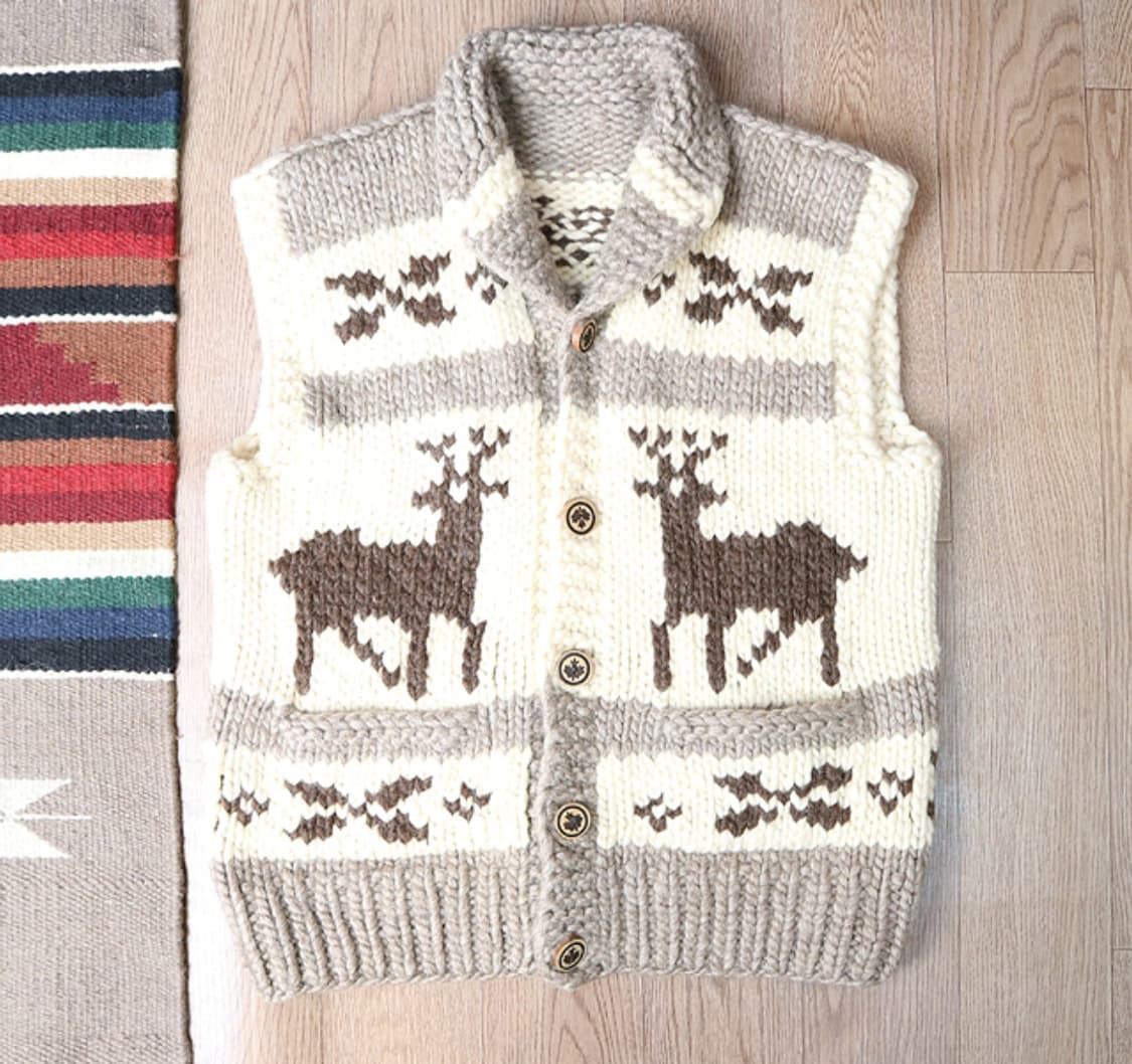 캐나다 핸드메이드 양모100% 인디언 코위찬 베스트 스웨터  상품이미지2