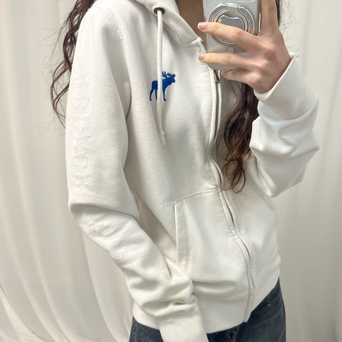 Abercrombie White Hoodie Zip-up 상품이미지3