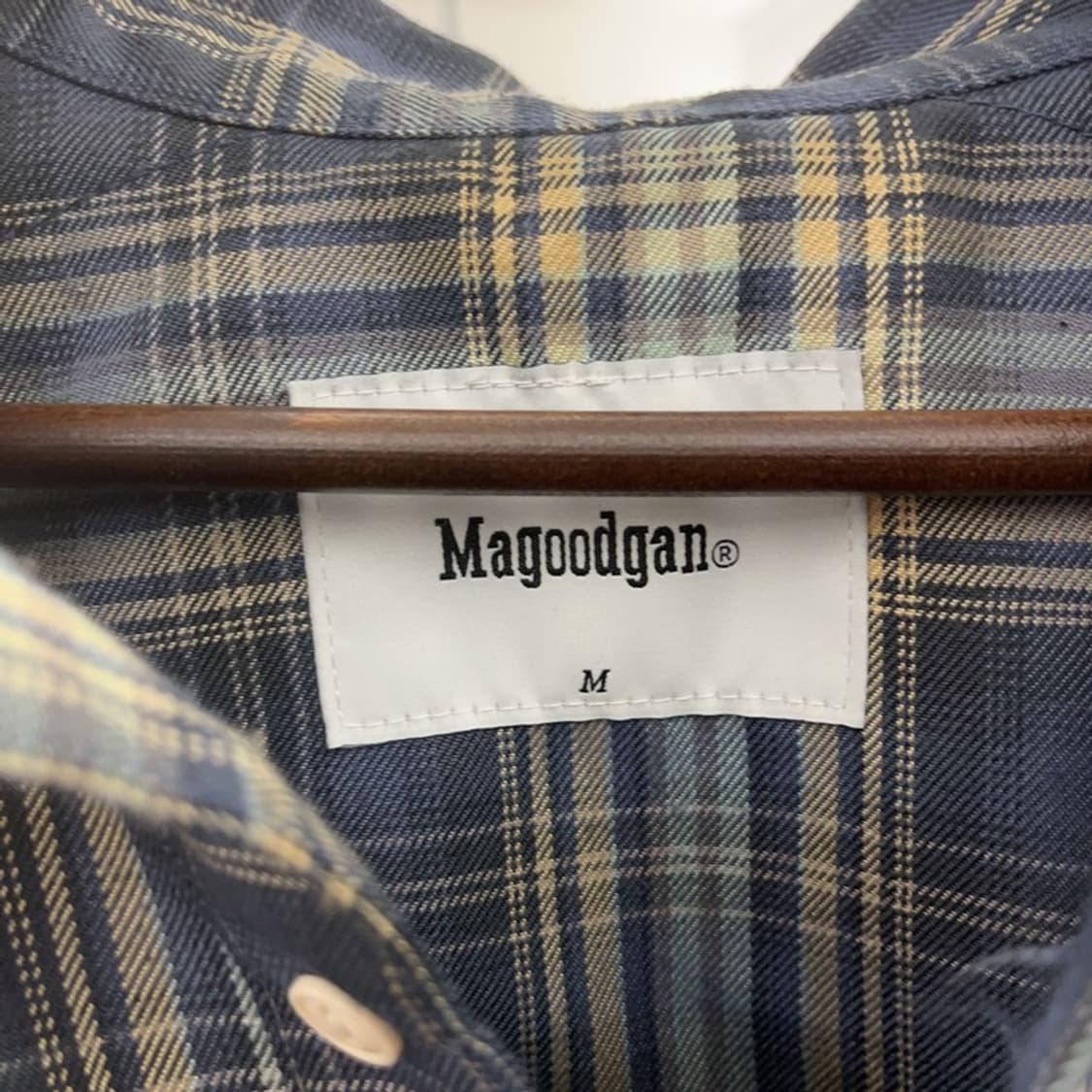 맥우드건 레이버 스트릿 데님패치워크 체크 셔츠 M C08614 상품이미지5