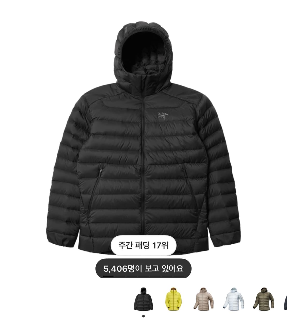 아크테릭스 세륨 후디 블랙 XL 새상품 상품이미지1