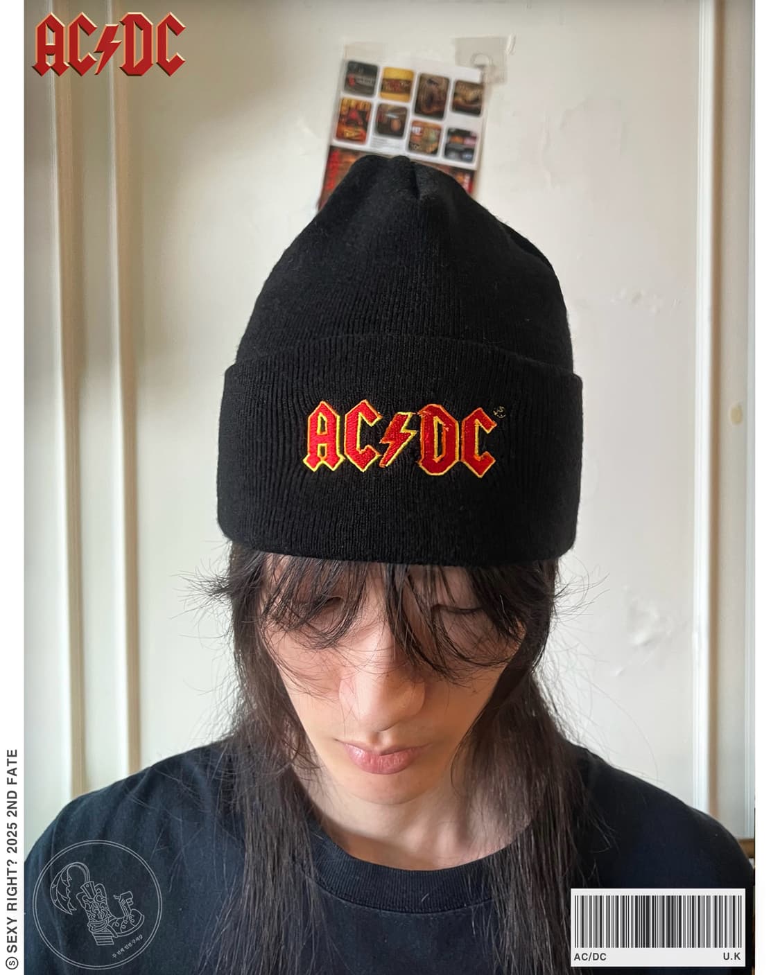 UK Vintage AC/DC Logo Boot Knit Beanie 상품이미지1