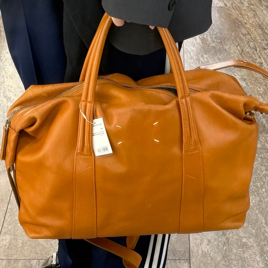 마르지엘라 브라운 레더 보스턴백 상품이미지1