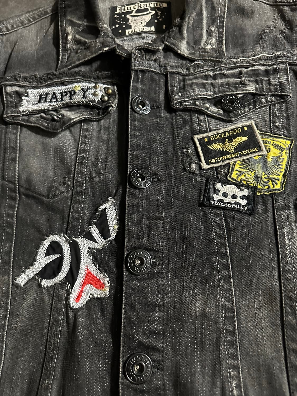 버커루 블랙 데님 패치 조끼 빈티지 상품이미지2