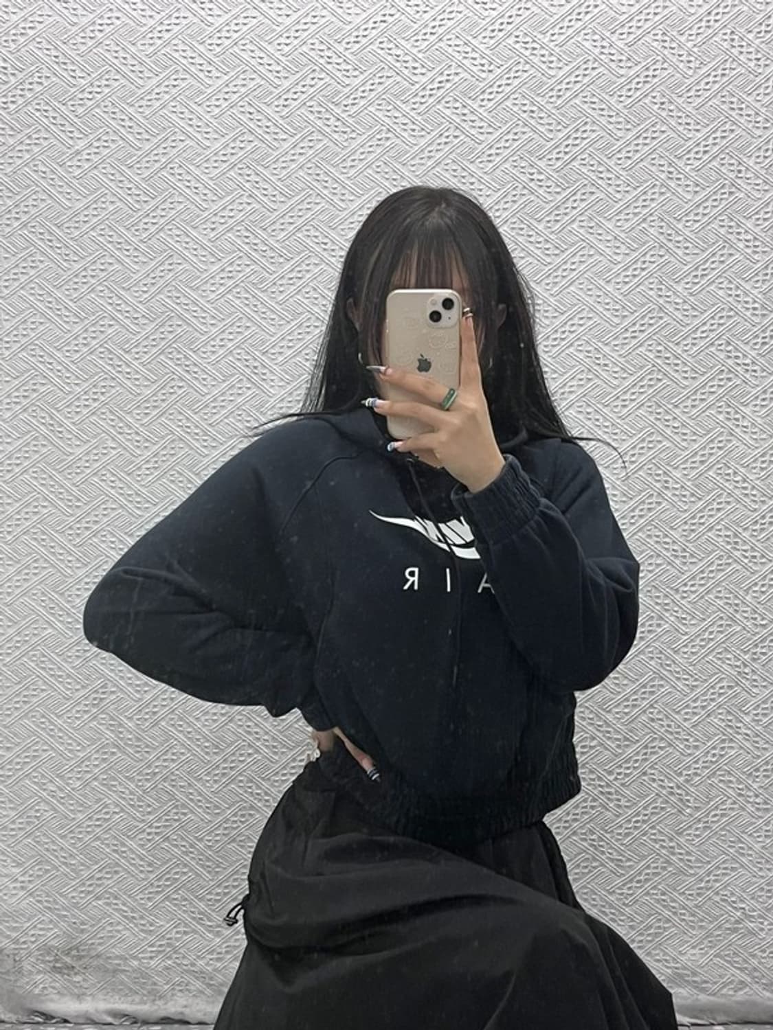 나이키 에어 올드스쿨 빈티지 빅로고 세미크롭 후드티 M C07819 상품이미지2