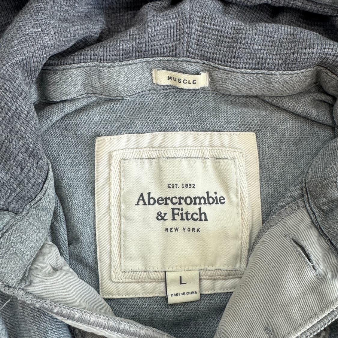 Abercrombie 아베크롬비 그레이 버튼업 후드티 상품이미지5