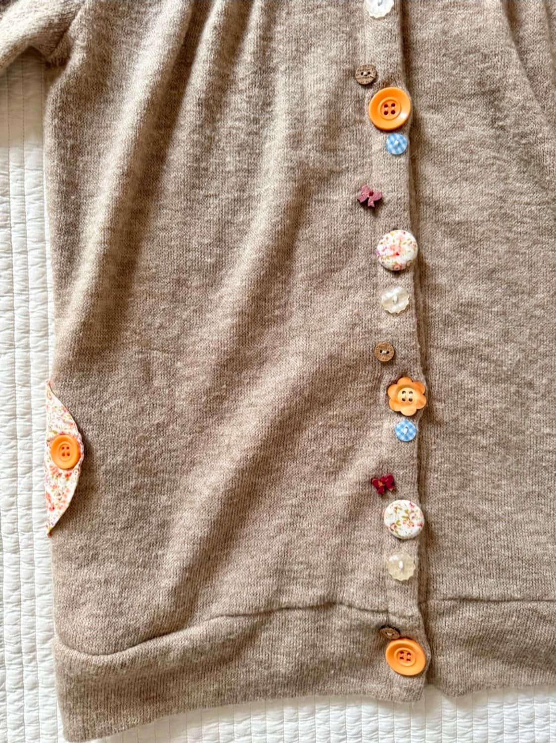 단추 잔꽃 베이지 포켓 후드집업 가디건 모리걸 너드 니혼진 상품이미지4