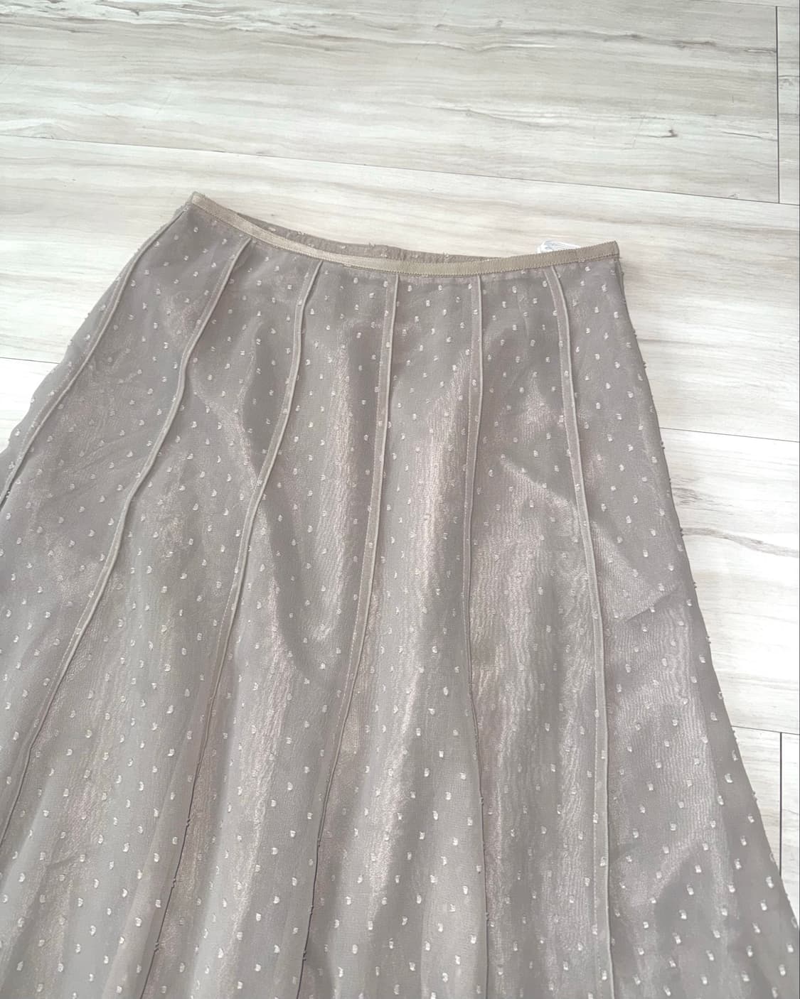 Taupe Sheer Dot Midi Skirt 상품이미지9