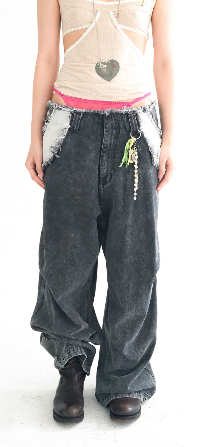 샵페어리cut-off denim maxi pants (black) 새상품 상품이미지1