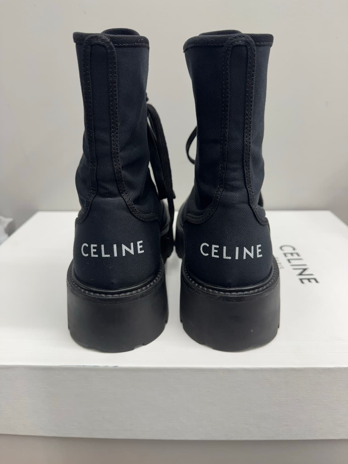 셀린느 벌키 레이스업 부츠 캔버스&샤이니 불 블랙 상품이미지3