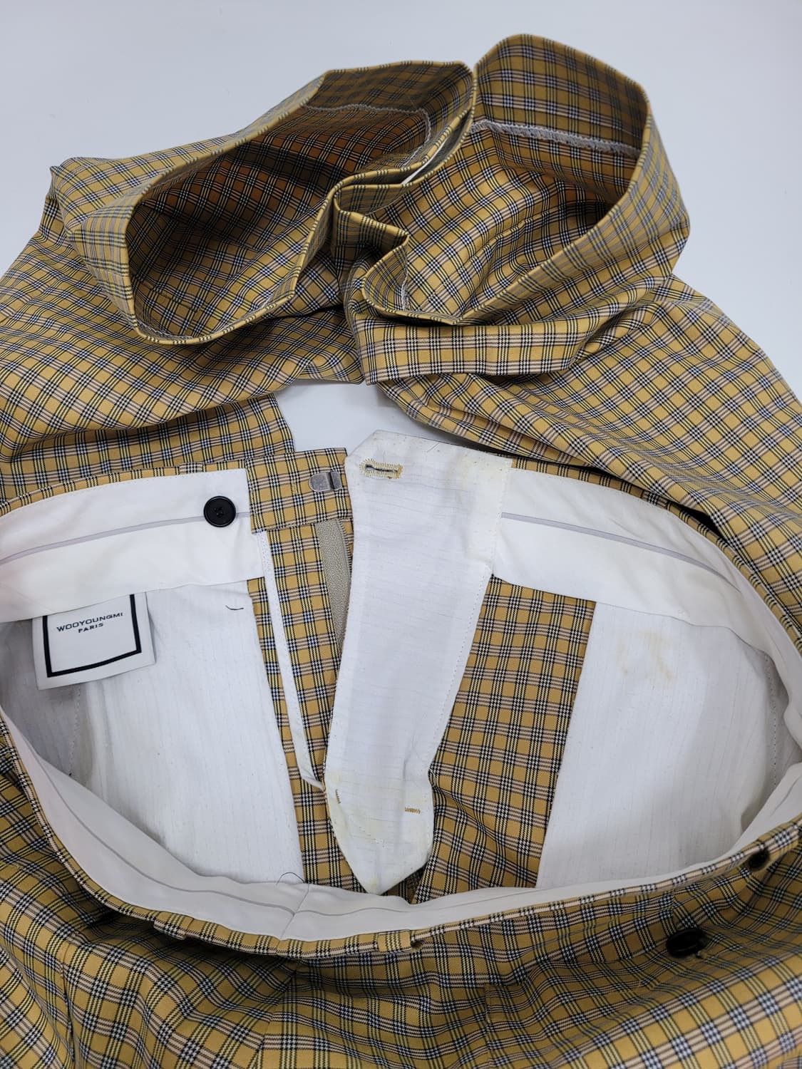 WOOYOUNGMI 우영미 타탄 체크 패턴 팬츠 / 남 76 옐로우
 상품이미지6