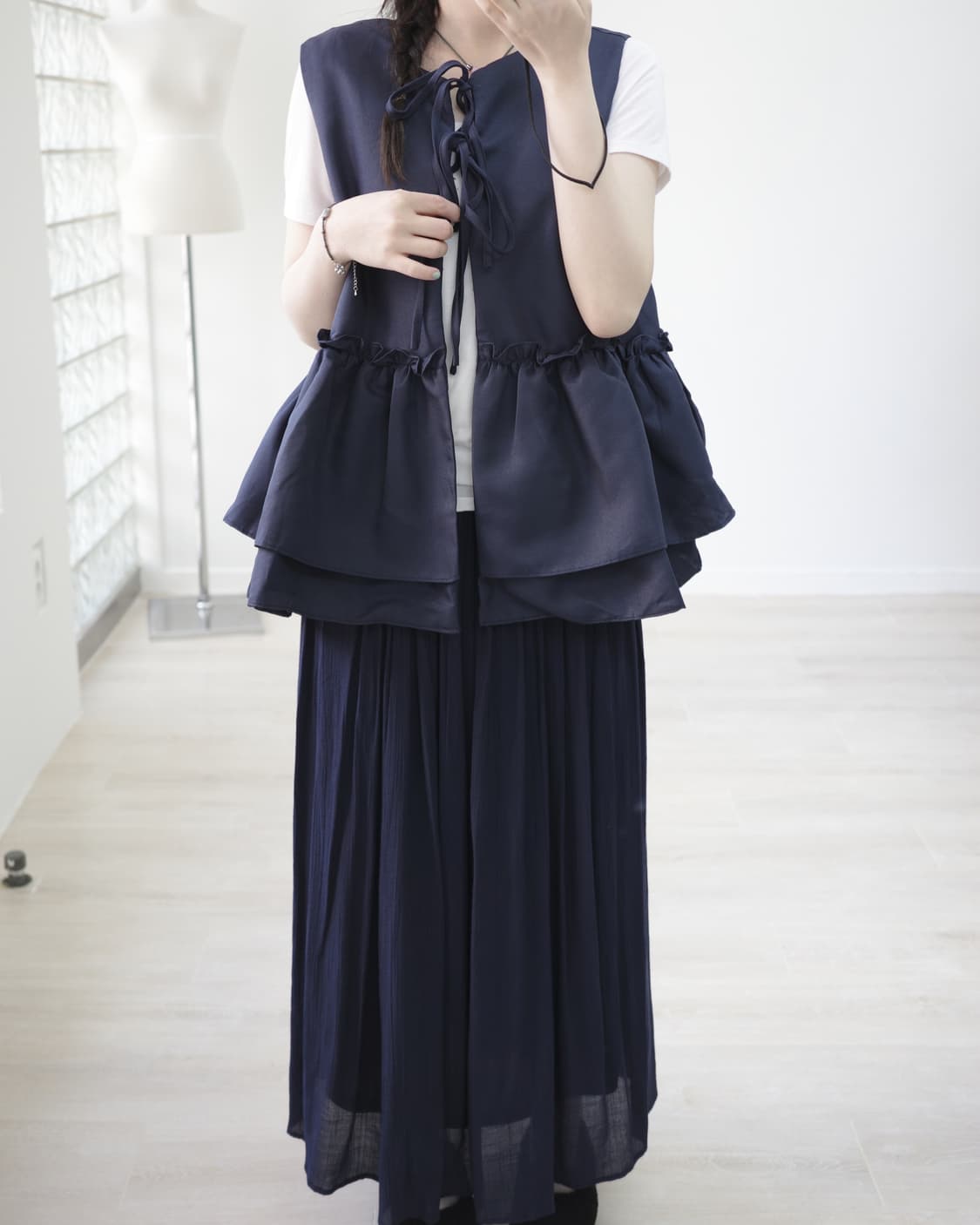 Friful navy frill vest 상품이미지6