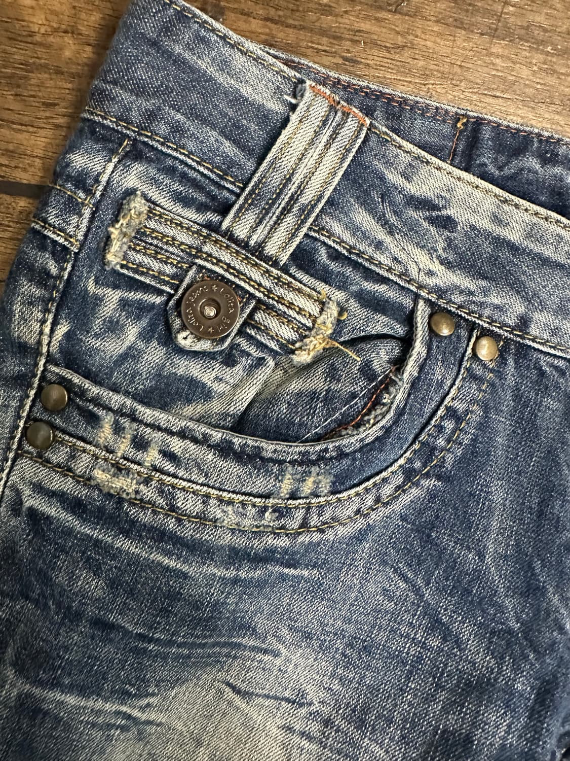 Y2K Lolita denim 워싱 7부 데님팬츠 28사이즈 상품이미지3