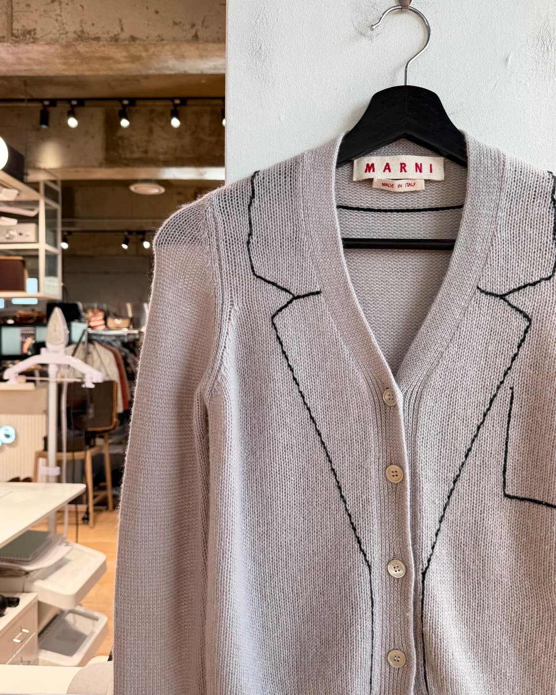 마르니 핑크 베이지 스티치 캐시미어 가디건  상품이미지4