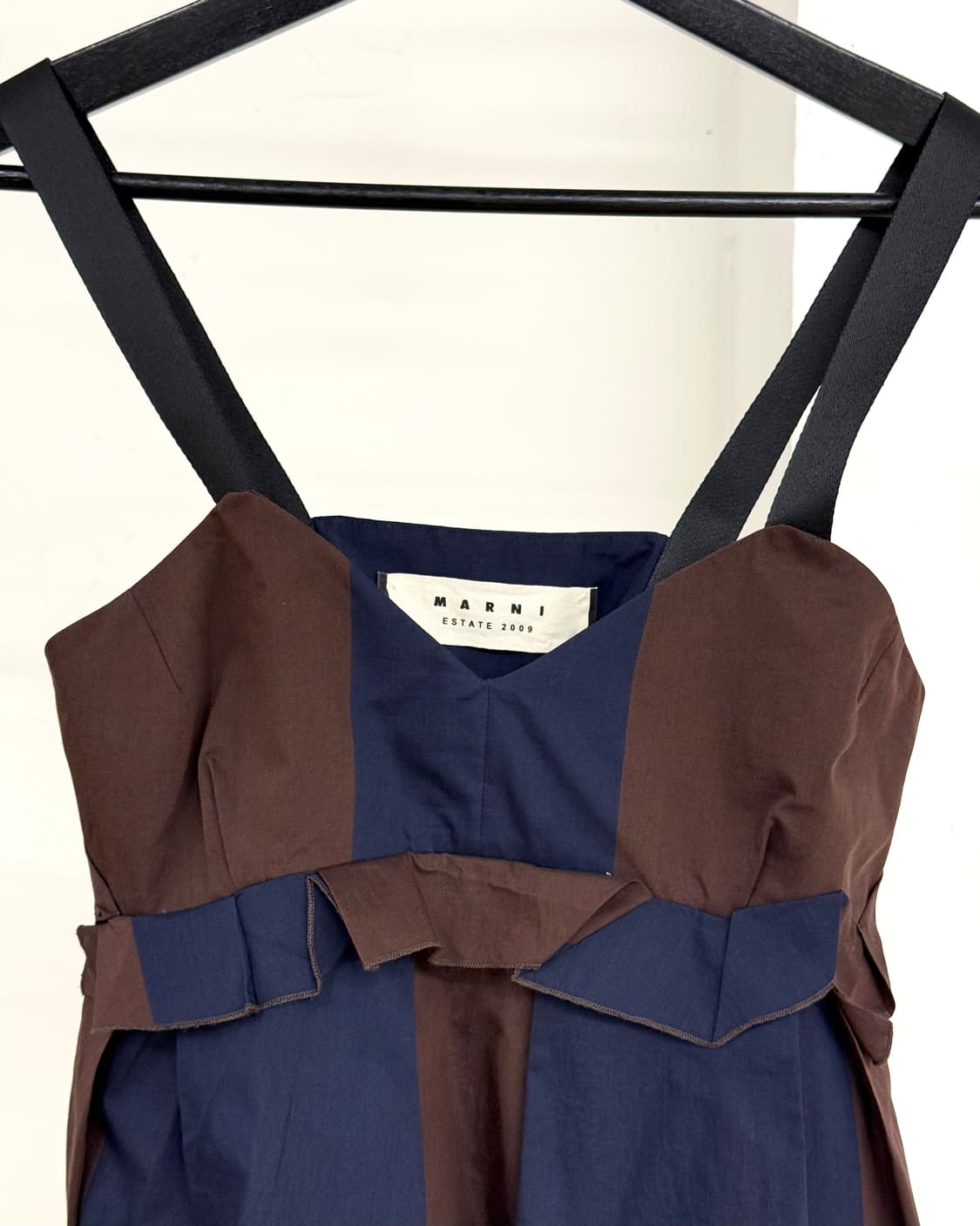 마르니 다크브라운 네이비 패치워크 드레스 상품이미지2