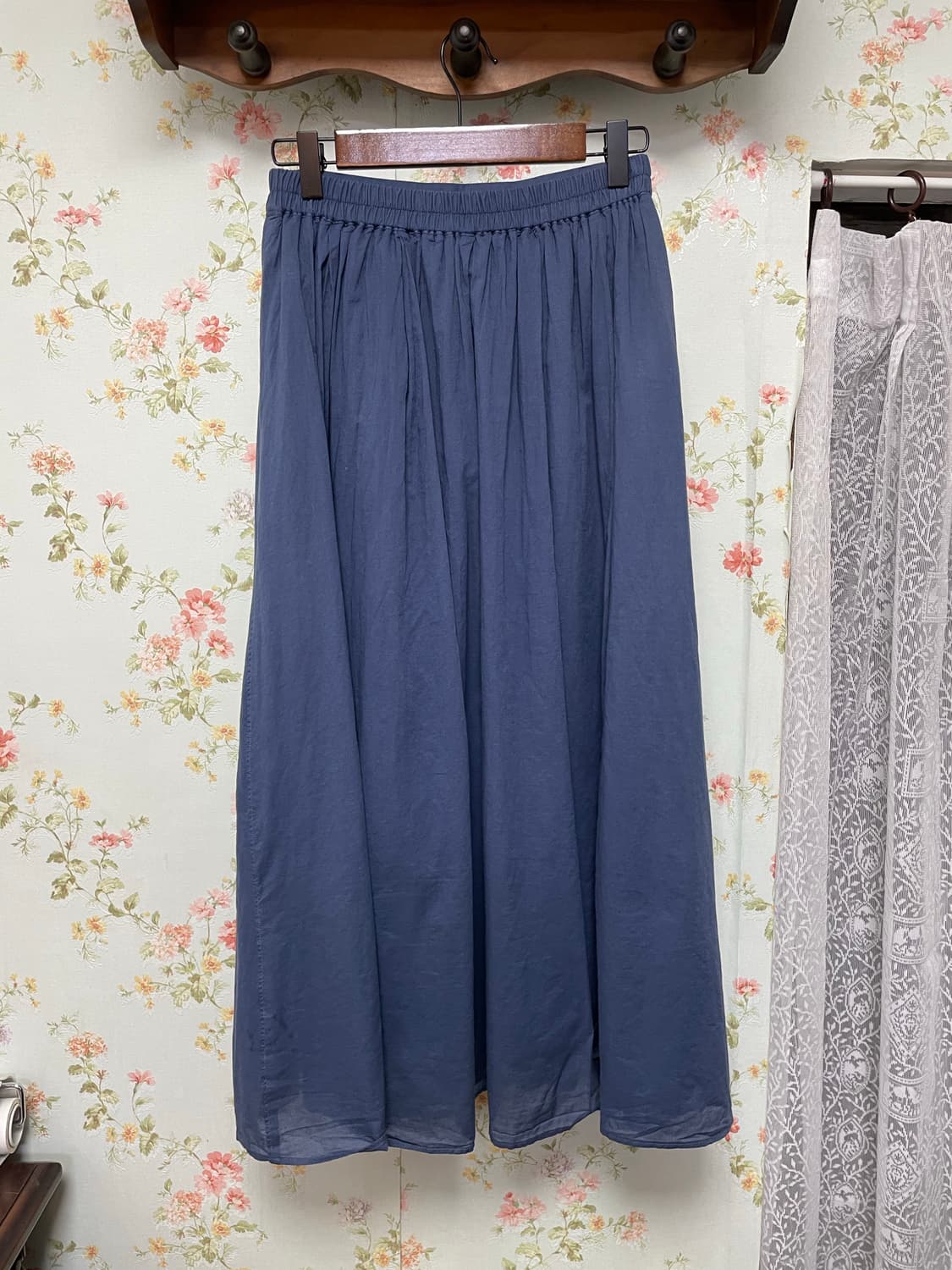 블루 플리츠 롱 스커트 상품이미지2