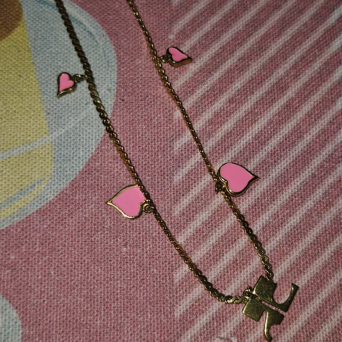 90s 꾸레쥬 핑크 하트 레이어드 초커 상품이미지8