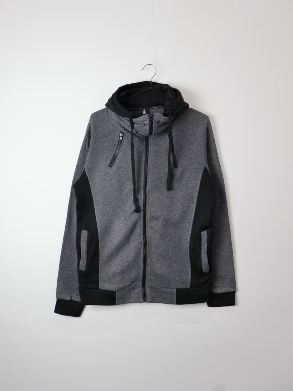 Jpn Y2k High-Neck Layered Zip-Up Hoodie 상품이미지6